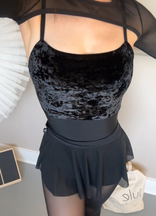 Tiara Leotard: Black Crushed Velvet + Black image 0